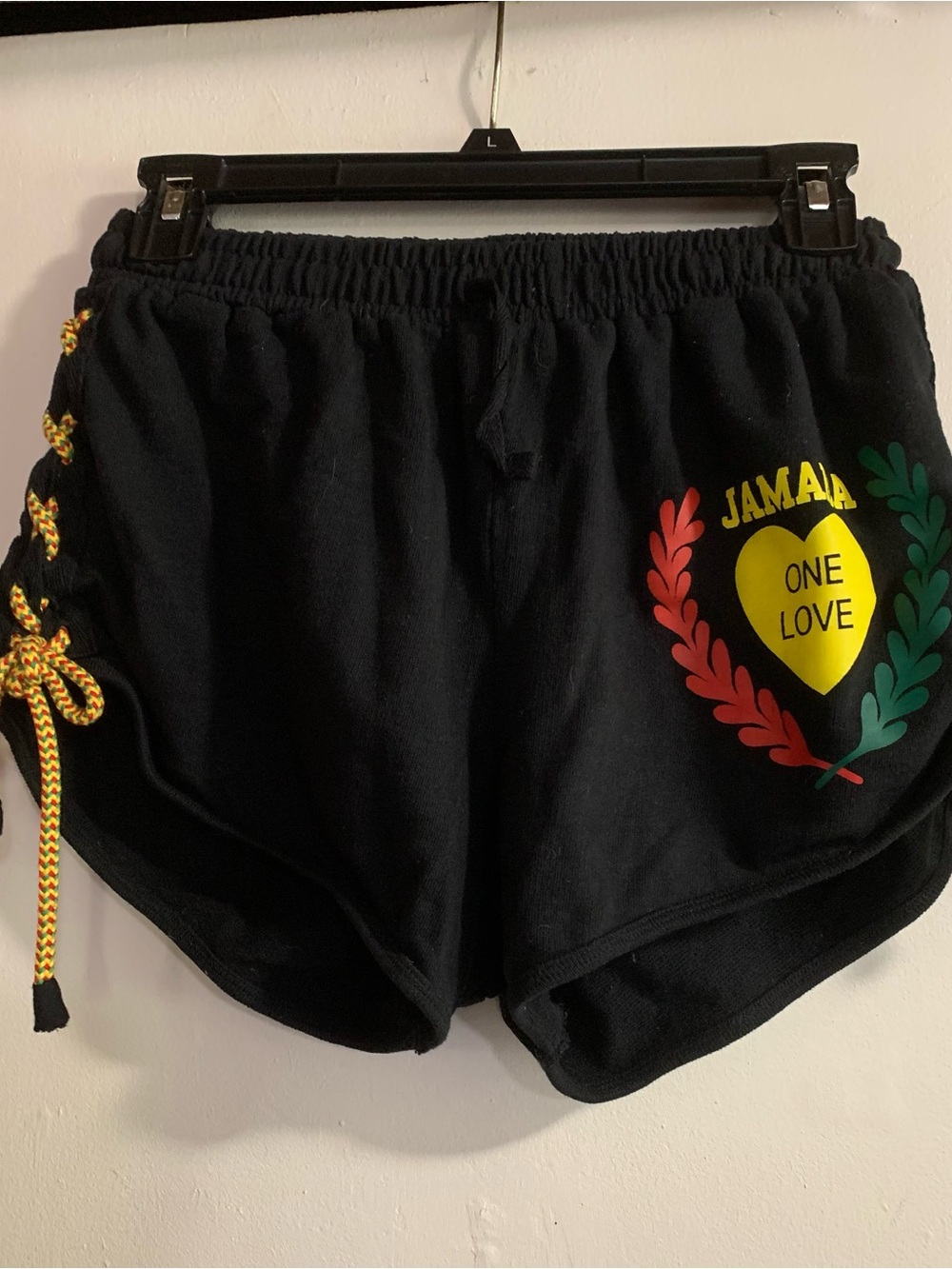 Black 'One Love' Jamaica Graphic Women's Shorts